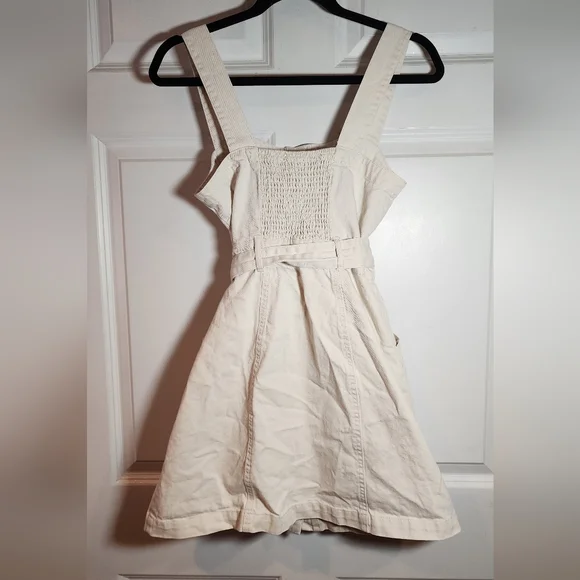 Habitual Beige Safari Button Front Belted Denim Sleeveless Mini Dress S - Picture 5 of 5